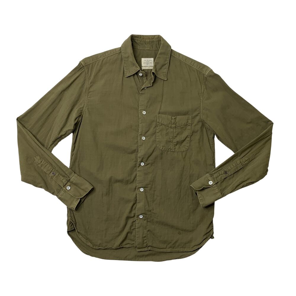 Rag & Bone Shirt Mens XS Moss Cotton Standard Issue Button Up Long Sleeve Pocket